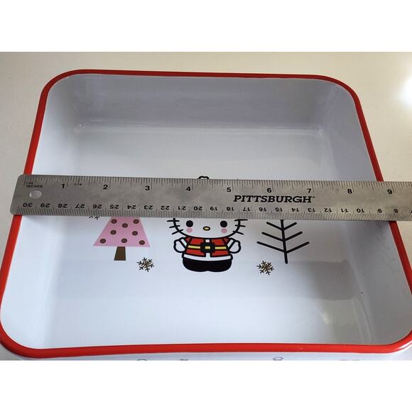 BAKING DISH-HELLO KITTY-Christmas Theme-9"x 9"x2"-White with Red-Orig packaging - Picture 8 of 8